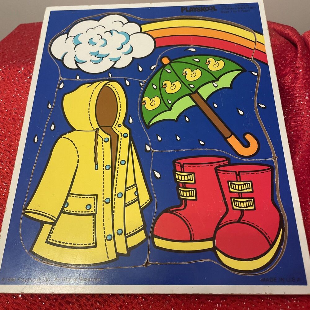 Playskool vintage wooden puzzle 1986 stormy weather 180–15